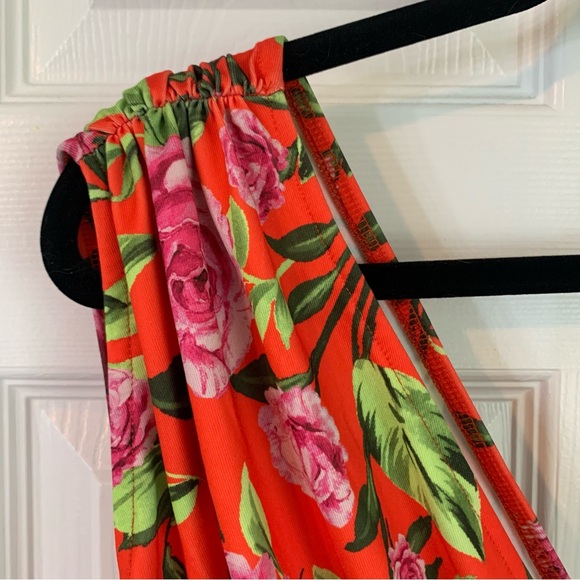 NWT ZARA Red Floral Deep V Neck Bodysuit, size L - Picture 4 of 9